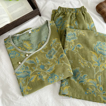 Pyjama en gaze de coton style pivoine orientale - image 2