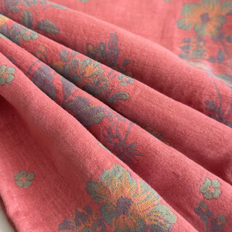 Pyjama oriental en gaze de coton à motif de pivoines roses - image 4