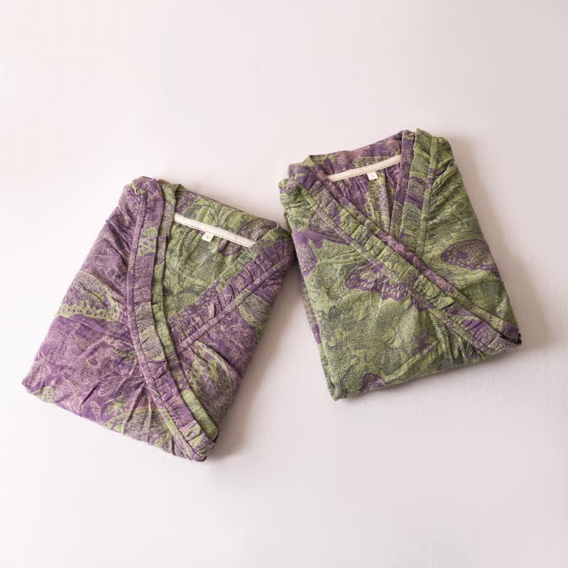 Chemise de nuit élégante en coton à volants papillon - image 2