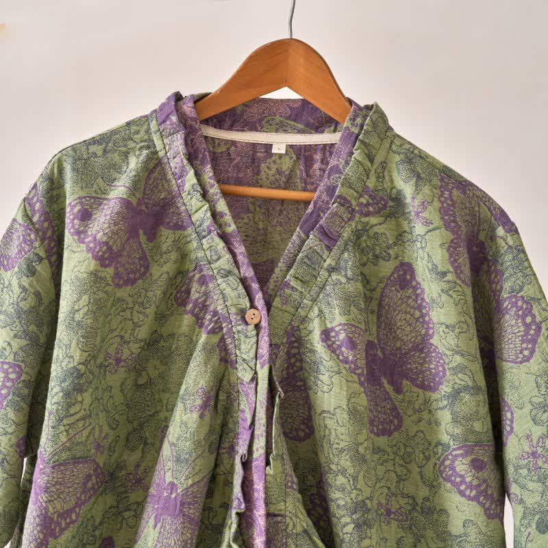 Chemise de nuit élégante en coton à volants papillon - image 10
