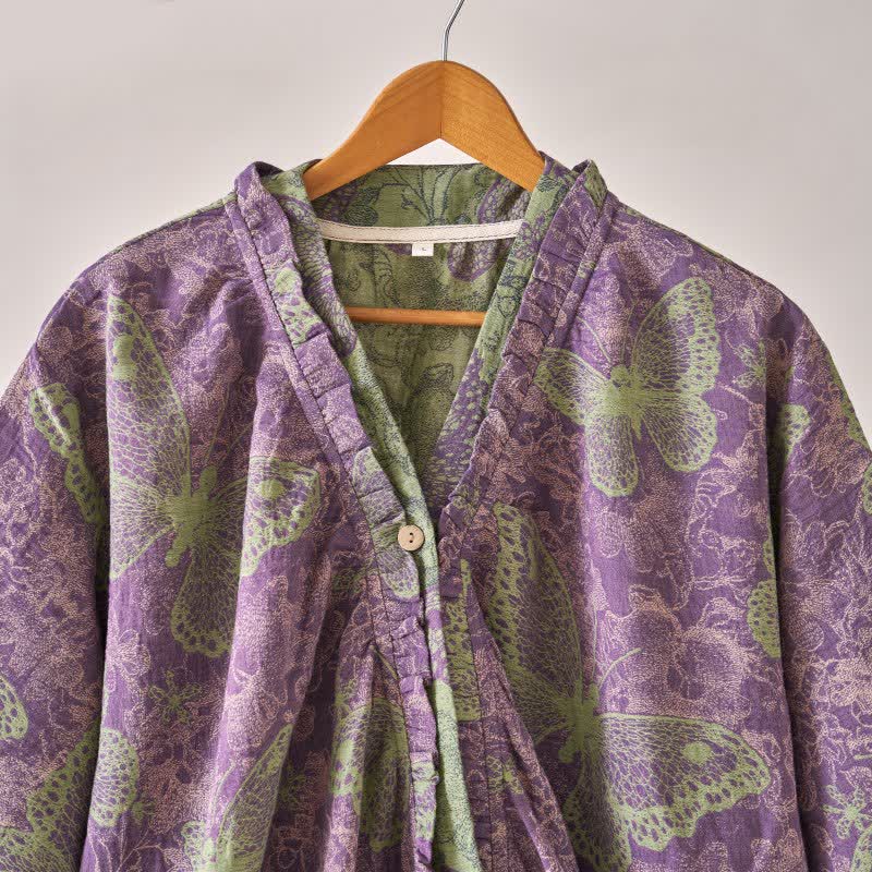 Chemise de nuit élégante en coton à volants papillon - image 4