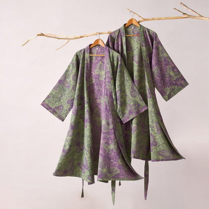 Peignoir de style kimono onirique en gaze de coton à motif papillon - image 1