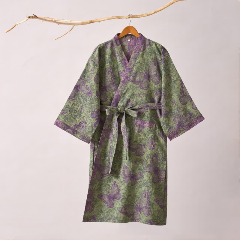 Peignoir de style kimono onirique en gaze de coton à motif papillon - image 3