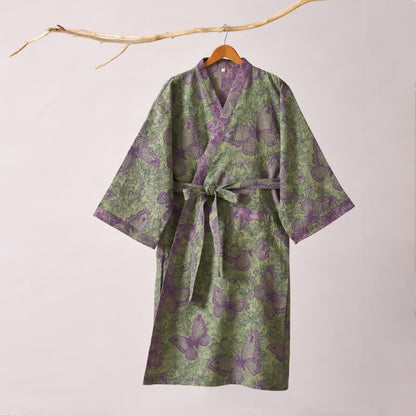 Peignoir de style kimono onirique en gaze de coton à motif papillon - image 3