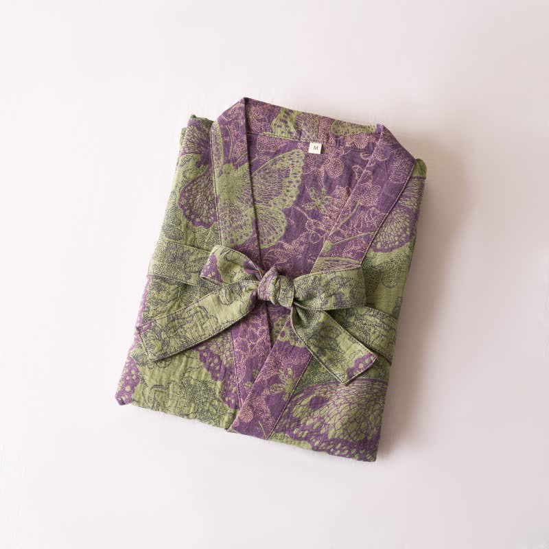 Peignoir de style kimono onirique en gaze de coton à motif papillon - image 2