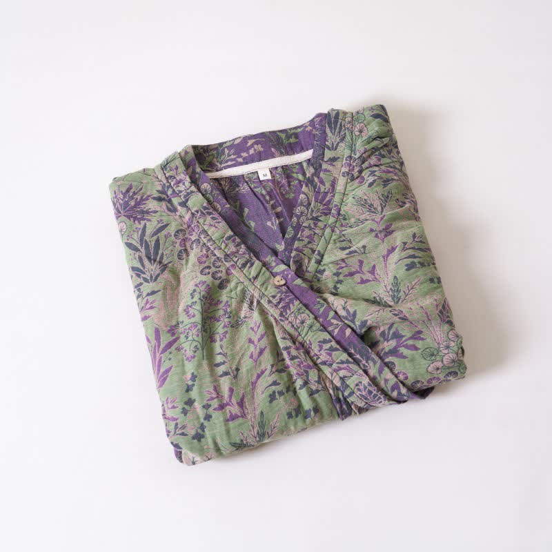 Chemise de nuit en coton à volants à motifs botaniques - image 3
