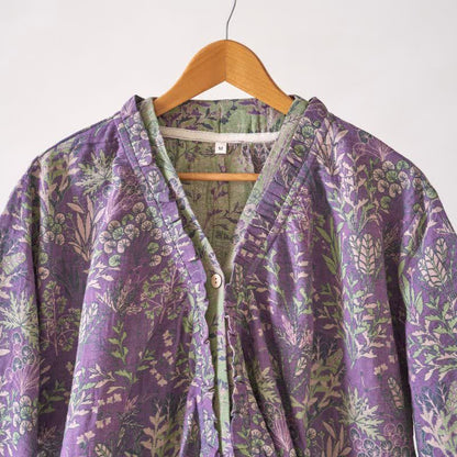 Chemise de nuit en coton à volants à motifs botaniques - image 10