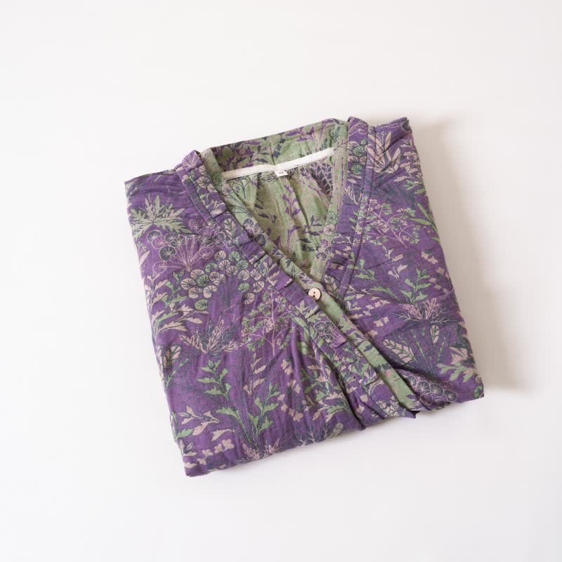 Chemise de nuit en coton à volants à motifs botaniques - image 9