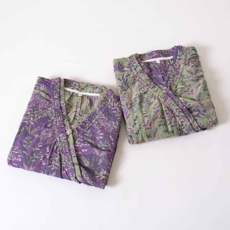 Chemise de nuit en coton à volants à motifs botaniques - image 2