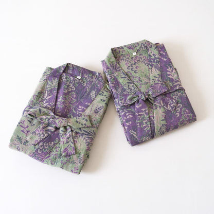 Kimono en gaze de coton avec housse à motifs botaniques - image 2