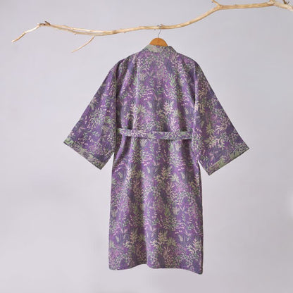Kimono en gaze de coton avec housse à motifs botaniques - image 4