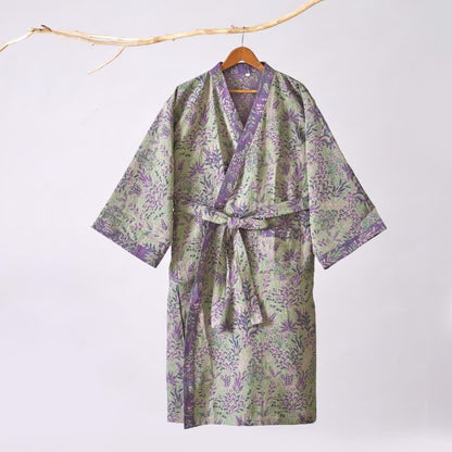 Kimono en gaze de coton avec housse à motifs botaniques - image 9