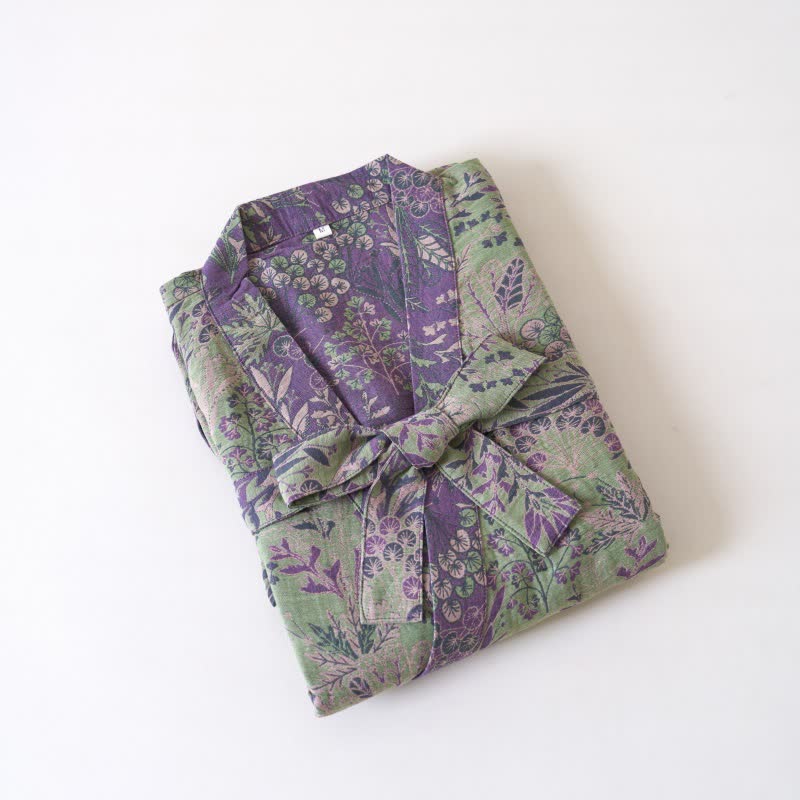 Kimono en gaze de coton avec housse à motifs botaniques - image 11