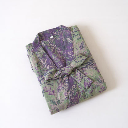 Kimono en gaze de coton avec housse à motifs botaniques - image 11