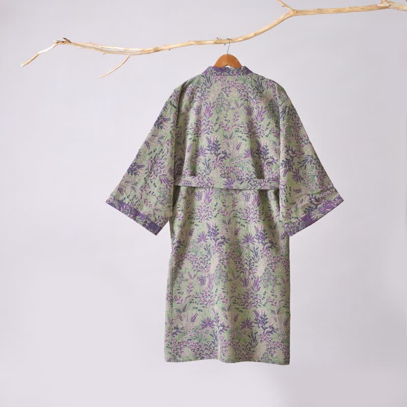 Kimono en gaze de coton avec housse à motifs botaniques - image 10