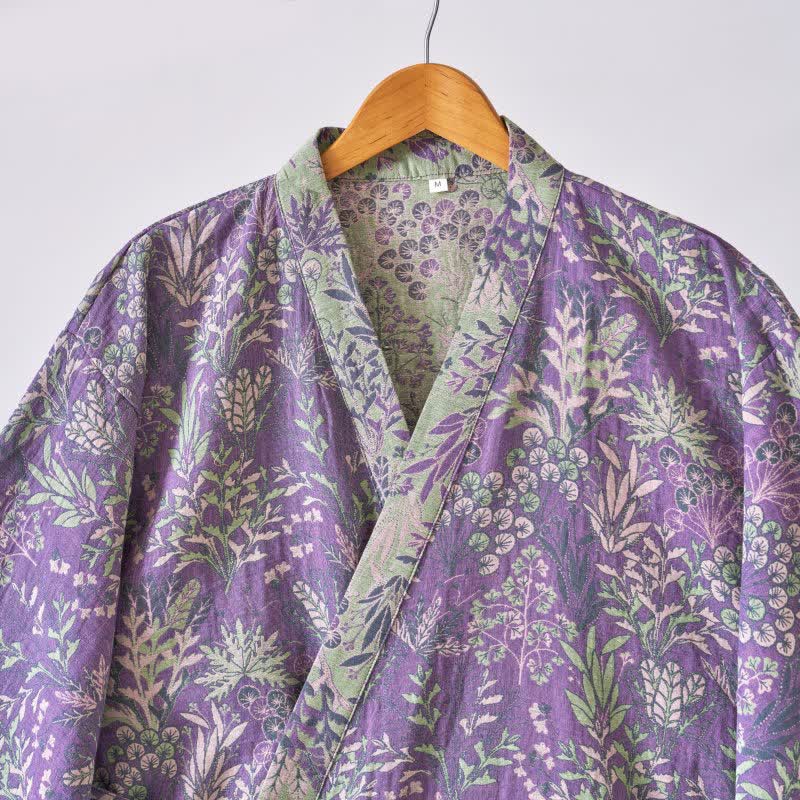 Kimono en gaze de coton avec housse à motifs botaniques - image 6