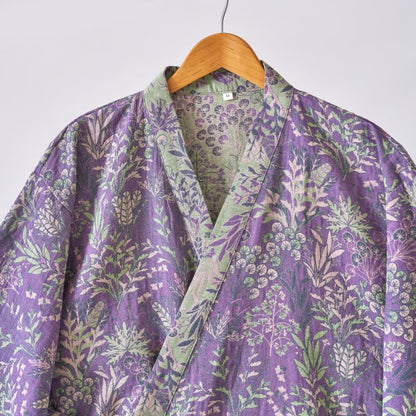 Kimono en gaze de coton avec housse à motifs botaniques - image 6
