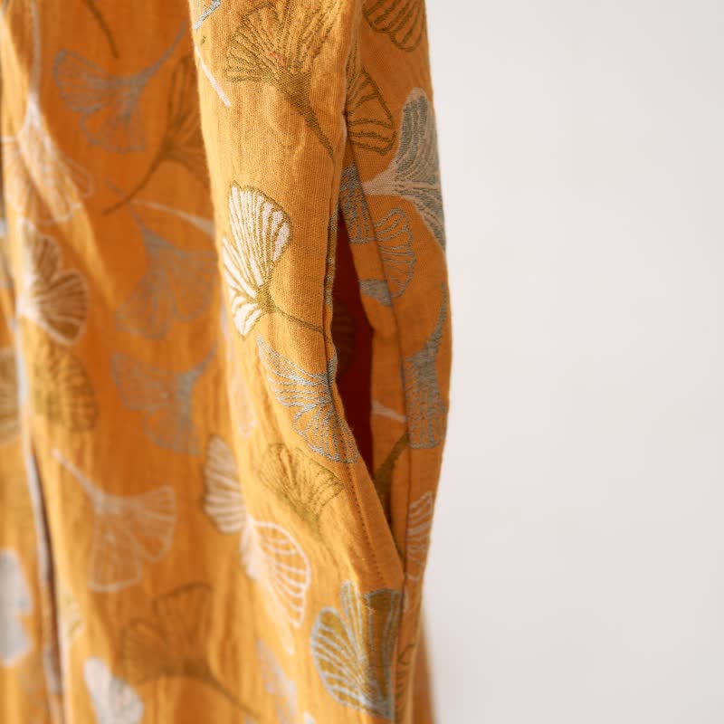 Chemise de nuit en coton à volants et à motif de feuille de ginkgo - image 11