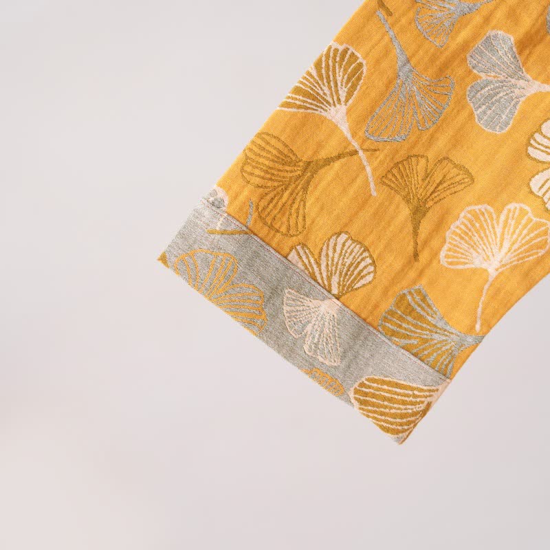 Chemise de nuit en coton à volants et à motif de feuille de ginkgo - image 5