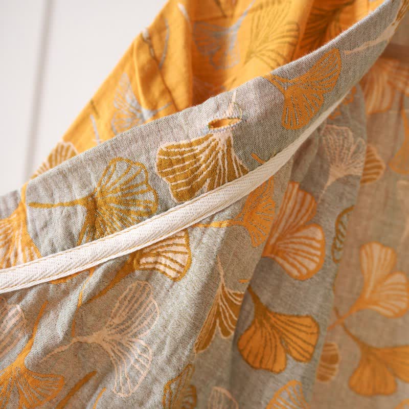 Chemise de nuit en coton à volants et à motif de feuille de ginkgo - image 15