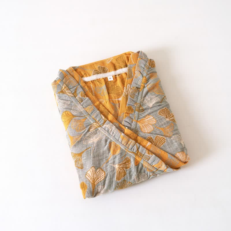 Chemise de nuit en coton à volants et à motif de feuille de ginkgo - image 13
