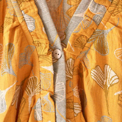 Chemise de nuit en coton à volants et à motif de feuille de ginkgo - image 6