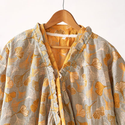 Chemise de nuit en coton à volants et à motif de feuille de ginkgo - image 14