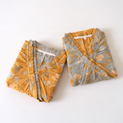 Chemise de nuit en coton à volants et à motif de feuille de ginkgo - image 2