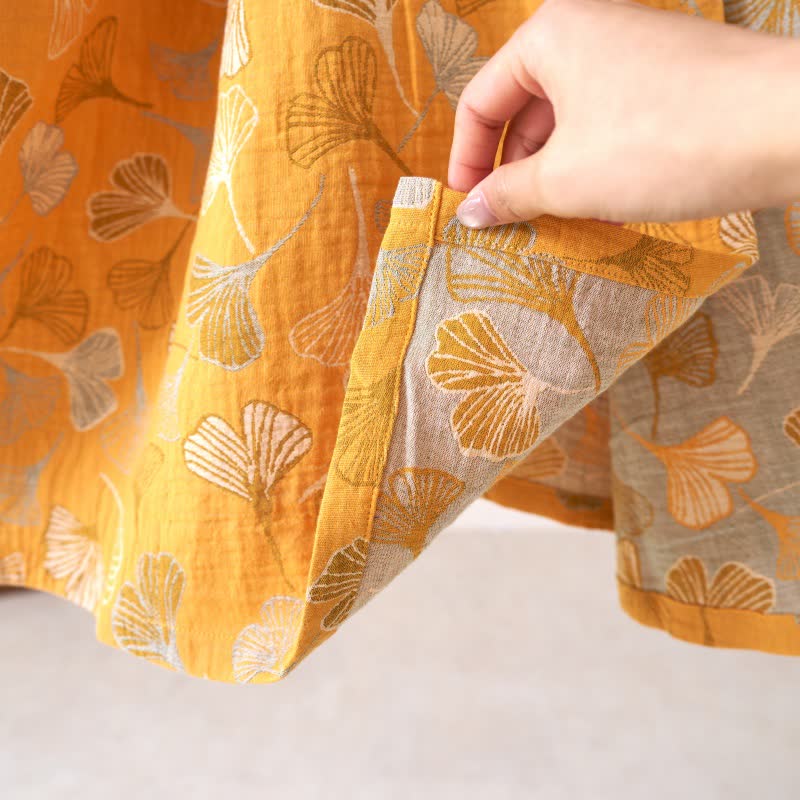 Chemise de nuit en coton à volants et à motif de feuille de ginkgo - image 8