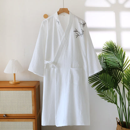 Peignoir unisexe en gaze de bambou et de coton - Blanc - XL - image 5