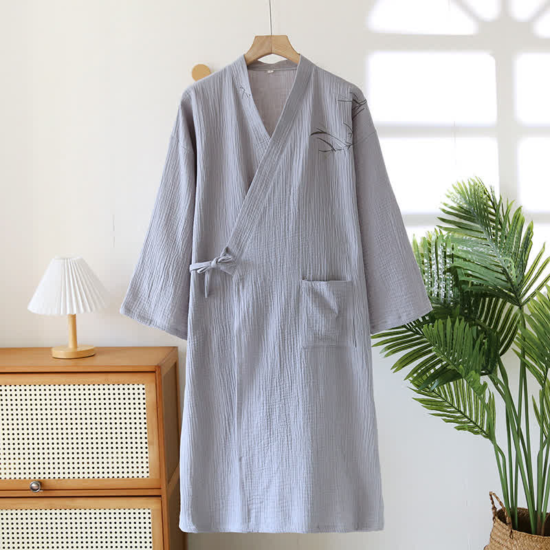Peignoir unisexe en gaze de bambou et de coton - Gris - XL - image 6