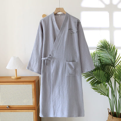 Peignoir unisexe en gaze de bambou et de coton - Gris - XL - image 6