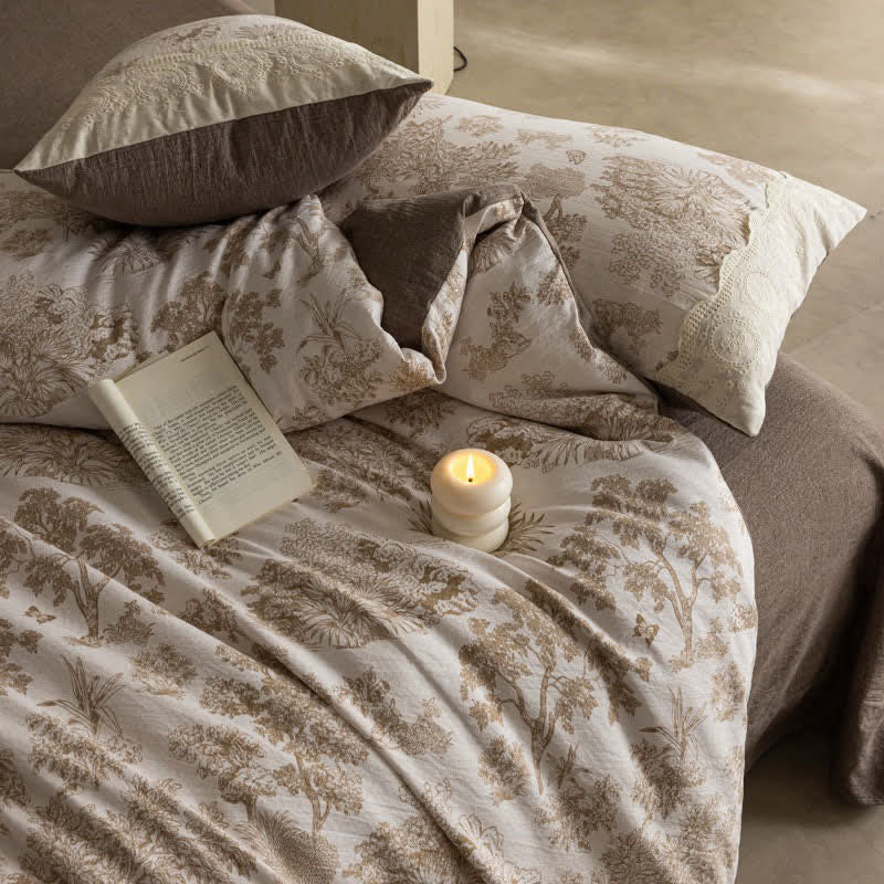 Ensemble de literie en coton et lin de style champêtre (4 pièces) - image 4