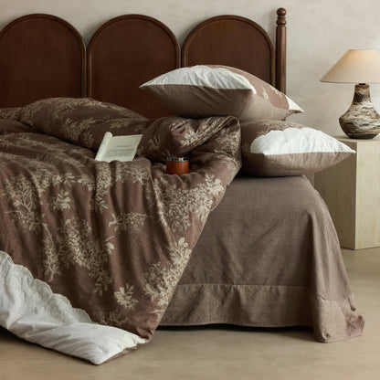 Ensemble de linge de lit rustique en lin mélangé tissé (4 pièces) - image 1
