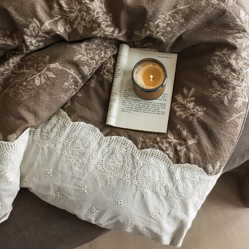 Ensemble de linge de lit rustique en lin mélangé tissé (4 pièces) - image 5