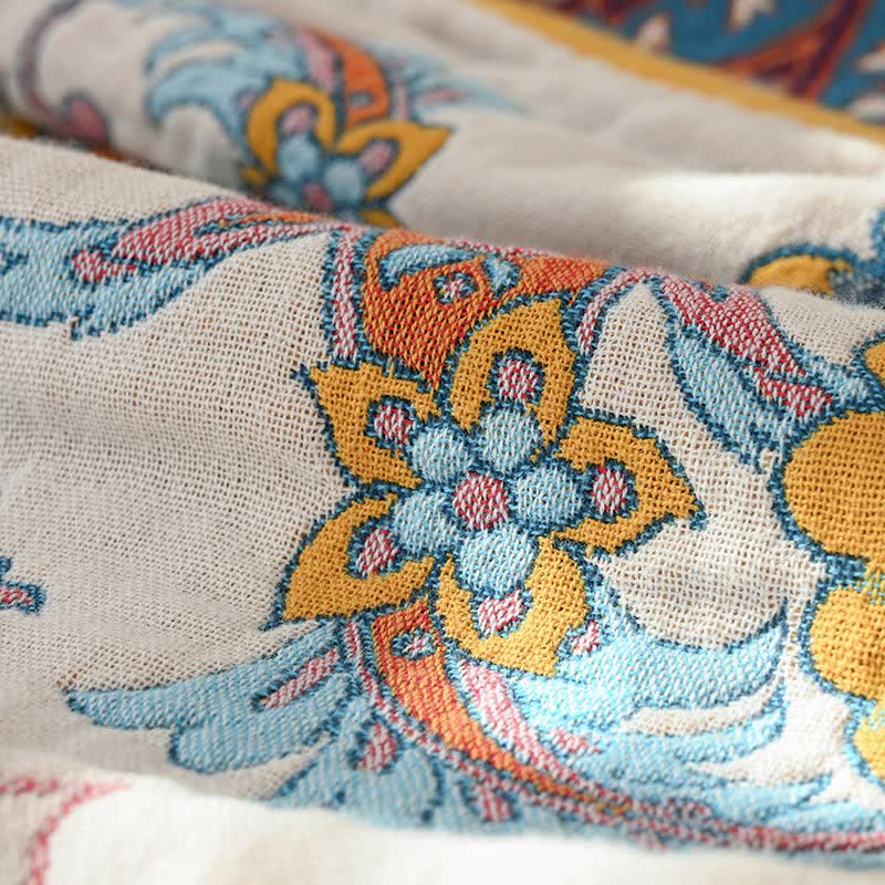 Couette réversible en pur coton à motif floral rétro - image 3