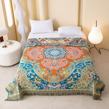 courtepointe en gaze de coton à motif lotus vintage - image 1