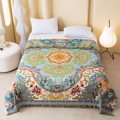 courtepointe en gaze de coton à motif lotus vintage - 230 cm x 250 cm - image 0