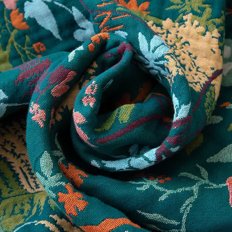 courtepointe à pompons en gaze de coton à motifs végétaux de la forêt tropicale - image 2