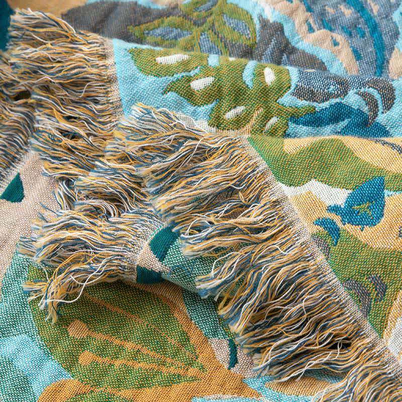 courtepointe en gaze de coton à motif de feuilles abstraites - image 3