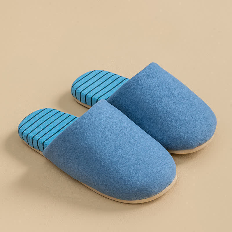 Pantoufles à semelles rayées et doublure en peluche - Bleu - 2XL - image 5