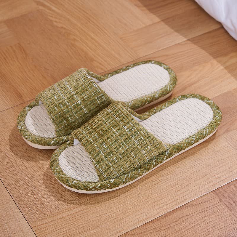 Pantoufles en lin, couleur unie - Vert - L - image 5