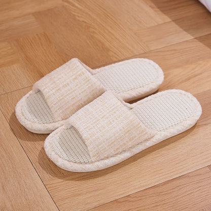 Pantoufles en lin, couleur unie - Blanc - L - image 3