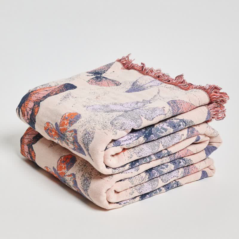 Couverture élégante en coton ornée de pompons papillon - image 3