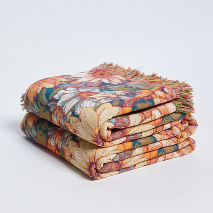 Couverture en coton à motif tournesol et à pompons - image 3