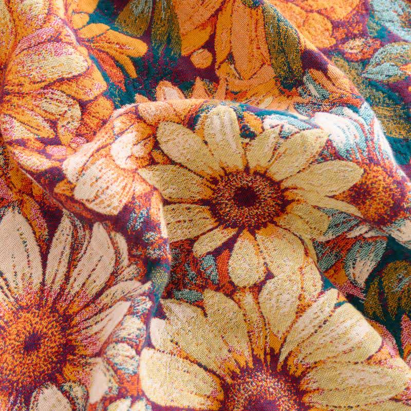 Couverture en coton à motif tournesol et à pompons - image 4