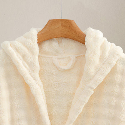 Peignoir simple en flanelle avec capuche et poches - image 4