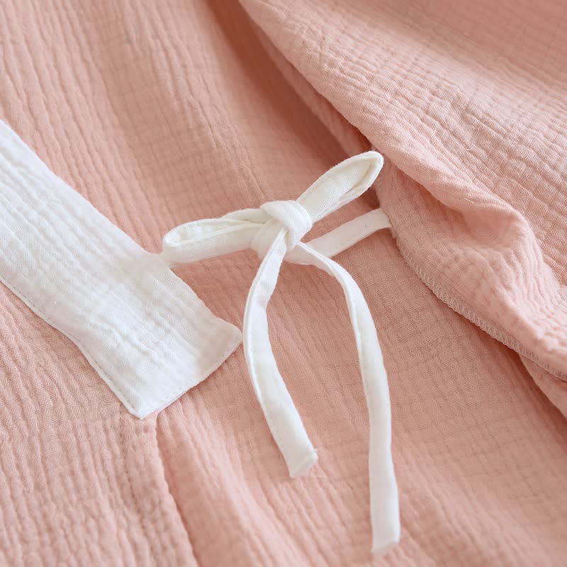 Kimono d'intérieur en gaze de coton brodée de papillons - image 7