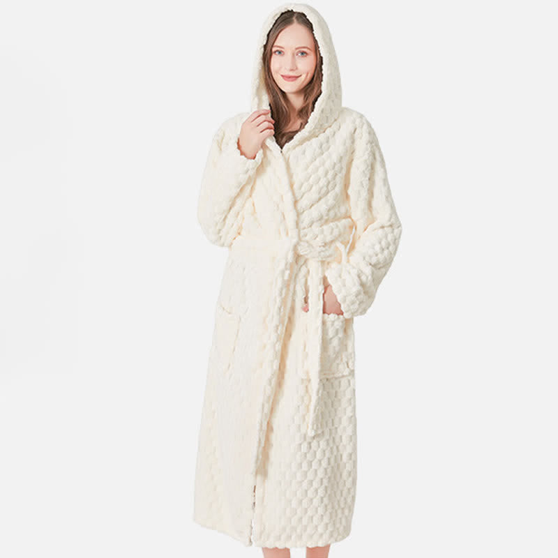 Peignoir à capuche unisexe, couleur unie, absorbant - image 7