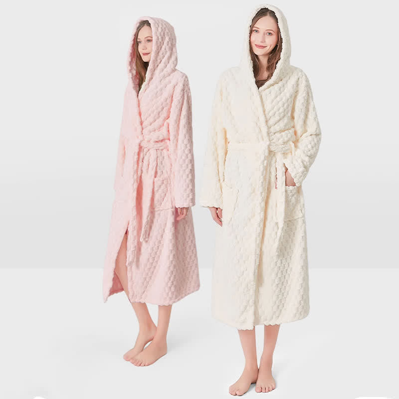 Peignoir à capuche unisexe, couleur unie, absorbant - image 1